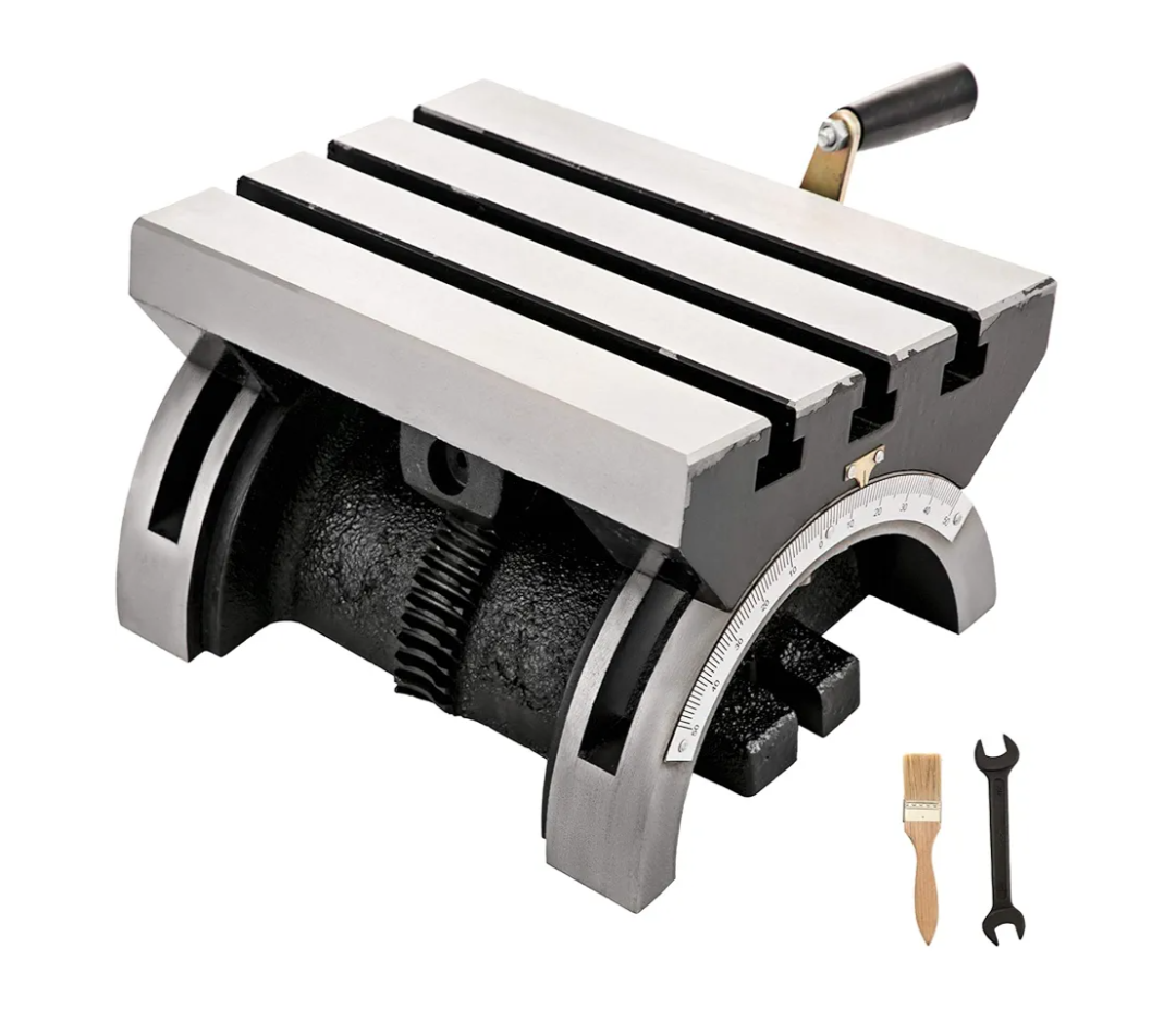 BestEquip Tilting Milling Table 7x5inch Tilting Angle Milling Machine 0-90°Adjustable Swivel Angle Plate with 3 T-slots and an Adjustable Crank Handle Heavy Duty Tilting Milling Machine for Grinding