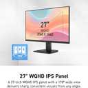 msi PRO MP273Q E7 27-inch IPS 2560 x 1440 (QHD) Computer Monitor, 75Hz,Adaptive-Sync, HDMI, DP Port, VESA Mountable, Tilt, Speaker, 1ms, Black