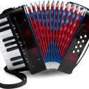 Kids Accordion, 17 Key Mini Accordion Instrument with Retractable Leather Strap for Children Beginners