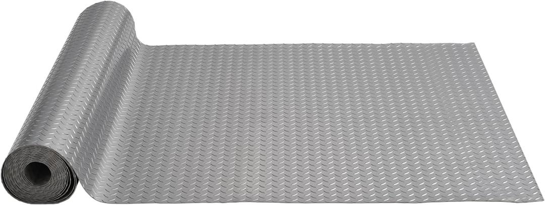 VEVOR Garage Floor Mat, 19 x 4.9 FT PVC Garage Flooring Roll, Non-Slip Diamond Texture, 93.65 sq.ft Covering Space, Garage Mats for Under Cars, for Gyms Boats Car Trailer, Gray (Grey)