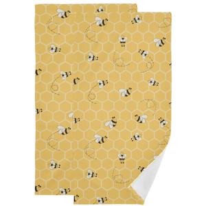 Wamika Cute Yellow Bees Honey Hand Bath Towel Shower Towels Set Bumblebee Gnomes Beehive Kitchen Hanging Gym Bathroom Towel Highly Absorbent 2pcs