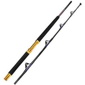 Fiblink Saltwater Fishing Trolling Rod 1 Piece/2 Piece Heavy Roller Rod Big Game Conventional Boat Fishing Pole with Roller Guides (30-50lb/50-80lb/80-120lb,5'6"/6'6")