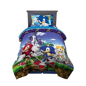 Sonic Kids Bedding Super Soft Comforter and Sheet Set, 3 Piece Twin Size, Sonic The Hedgehog, Anime