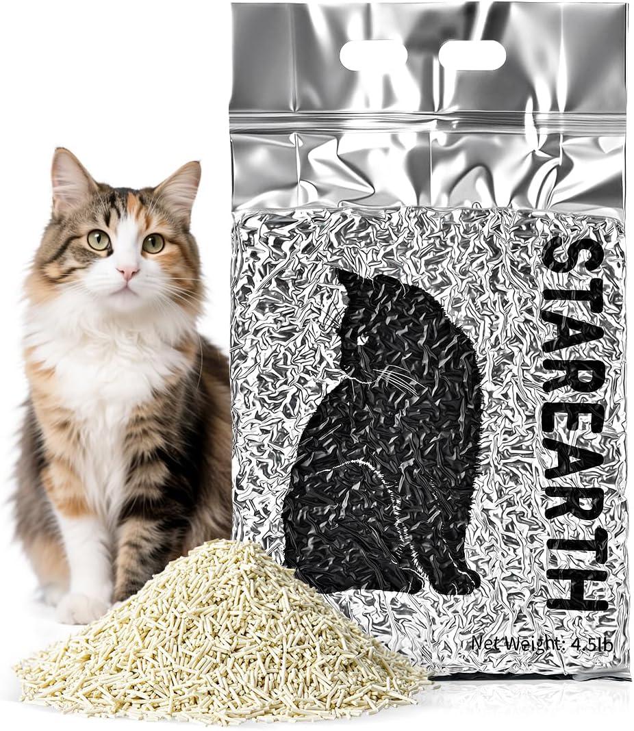 Tofu Cat Litter - Ultra Absorbent，Fast Clumping，Really Dust-Free，Flushable & Septic-Safe, Low Tracking Pea Fiber Litter for Multi-Cat Households，Light Milky Scent