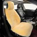 Natural Fur Sheepskin Universal car seat Covers for seat Cushion Auto Accessories, (Pale Beige, Universal Fit)