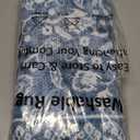 Vintage Entryway Rug 2x3, Blue and White Washable Accent Rug, Non-Slip Small Area Carpet, Floral Print Faux Wool Soft Door Mat for Indoor Entrance, Front Door, Kitchen, Bedside, Light Denim Blue and White