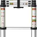 Telescoping Ladder for RV & Attic, 6.5FT Aluminum Extension Ladder with Dual Locking Mechanism, Max Load 330lbs, Compact Foldable Ladder for Roof, Home, Travel Trailer & Multi-Surface Use