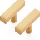 Ravinte 20 Pack Brass Single Hole Champagne Gold Handles Square Cabinet Hardware Stainless Steel Pulls for Kitchen Cupboard Drawers 2 Inch Overall Length