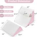 4PCS Orthopedic Bed Wedge Pillow Set for Post Surgery & Pain Relief, Adjustable Wedge Pillow for Back, Acid Reflux,Sitting up in Bed,Recovery, Snoring, Body Pillow for Sleeping (4PCS-22'', White/Pink)