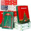 joyhalo 24 Pack 14.5" Christmas Gift Boxes with Lids for Presents, 6 Designs Gift Boxes Bulk, White Gift Wrapping Boxes for Clothes, Shirts,Robes, Sweaters and Socks (Colorful)