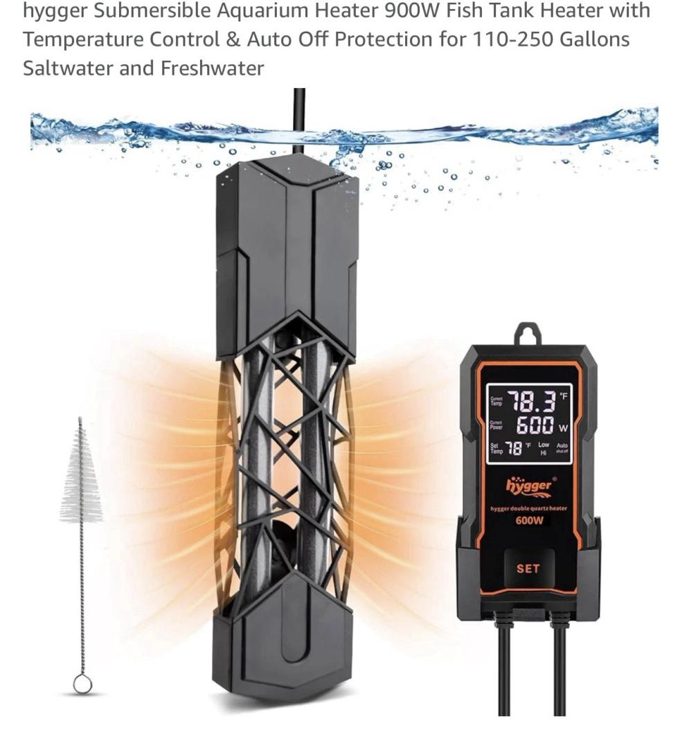 Hygger Hollow Double Tube Quartz Heater HG106, 1200W, AC 110-120V/60Hz