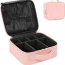 Relavel Travel Makeup Train Case Cosmetic Case Organizer Portable Artist Storage Bag with Adjustable Dividers for Cosmetics Makeup Brushes Toiletry Jewelry Digital Accessories (Pink) (Small)