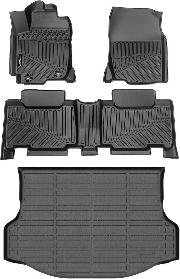 GINOWY-Floor Mats & Cargo Liner for Toyota RAV4 2013-2018(Not for Hybrid or Prime) TPE All Weather Car Mats RAV4 | Custom Fit Rubber Floor Liners Car Accessories Cargo Mat RAV4 Trunk Mat