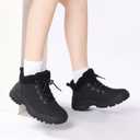 binkasen Womens Snow Boots Warm Winter Fur Lined Waterproof Ankle Booties Comfortable Outdoor Trekking Shoes Black US 10