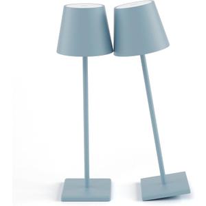 2 Packs Rechargeable LED Table Lamp,Outdoor Cordless Table Lamp Waterproof Portable, Stepless Dimmable Modern Lamp for Restaurant/Bedroom/Outdoor (Blue)