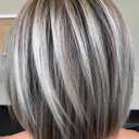 RENERSHOW Medium Length Bob Wig with Bangs for White Women Layered Blonde Balayage Bob Straight Hair Wig Natural Synthetic Hair Replacement Wig Ombre Platinum with Brown Wig