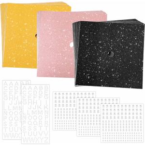 TaoBary 30 Pcs Glitter Graduation Cap Topper Self Adhesive Graduation Cap Decoration with 5 Pcs Letter Alphabet Sticker for Grad Hat Craft DIY(Black, Gold, Rose Gold)