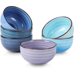 Selamica Ceramic Mini Bowls, 4 OZ Dipping Bowls, 3.5 Inch Gradient Blue Set of 6, Microwave & Dishwasher Safe