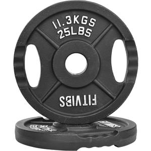 Fitvids Olympic Cast Iron 2-Inch Weight Plate for Strength Training & Weightlifting 25LB (2 Pair)