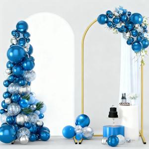 Metal Arch Backdrop Stand and Cover Set 7.2 ft, Wedding Arch Stand with White Cover for Party, Birthday, Wedding, Bridal Shower, Baby Shower (White, 7.2 ft)