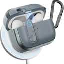 MAGEASY Odyssey AirPods Pro 2 Case Cover Rugged with Secure Lock, Carabiner Clip for Drop Protection, Wireless Charging Compatible Apple AirPod 1st 2nd Generation (Metal Blue Gray)