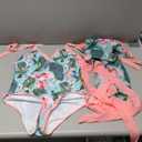 ZDRZK Sexy One Piece Swimsuit for Women with Matching Cover Ups Sarong Retro Floral Print Bikini Set Two Piece Bathing Suit  (#T03-pink 2pcs) XL