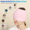 2 Pack Migraine Relief Cap, Reusable Headache Relief Cap with Hot & Cold Therapy, Soothing Headache Hat, Odorless Gel Ice Head Wrap for Tension, Stress, Sinus & Headache, Black&Pink
