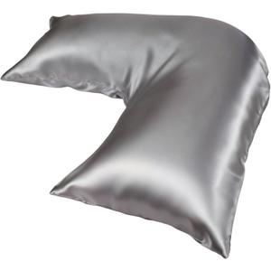 Pillowcase Cover Compatible with L-Shaped Contour Body Pillow, Comfortable and Soft Satin Pillowcase, Similar to Silk Pillow Cover, Gray