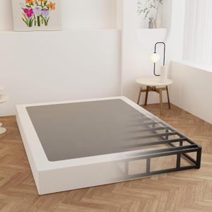 Maenizi King Box Spring 9 Inch, Heavy Duty Metal Box Spring Bed Base with Fabric Cover, Mattress Foundation, Easy Assembly, Noise Free, Black