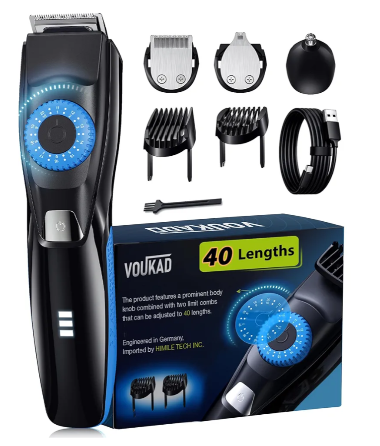 40 Precisions Electric Beard Trimmer for Men, Men's Grooming Trimmer for Beard, Mustache, Face and Ear Hair, Multi-Series Clipper, Waterproof, USB C Charging, Soft Pouch (Blue + Black)
