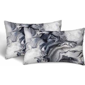 Black White Marble 12 X 20 Pillow Covers Abstract Texture Set of 2 Pillow Cases Protectors with Zipper Decorative for Home Couch Sofa Bed Car Lviving Room