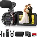 4K Wedding Camcorder, 64MP UHD Vlogging Camera with Wireless Lavalier Microphone, 120° Wide Angle 18X Digital Zoom, Remote, 64GB Card & 2 Batteries, for Family Wedding Memories
