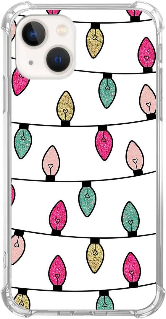 Christmas Lights Case Compatible with iPhone 13, Christmas Holiday Case for iPhone 13, Cool Cute TPU Bumper Phone Case Cover