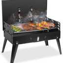 Charcoal Grill, Portable BBQ Foldable Barbecue Charcoal Grill Suitcase Grill Shelf for Outdoor Cooking Camping Picnics Garden Grilling/16.7x10x17.7inches