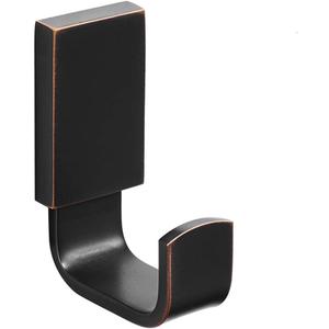 BESy Brass Clothes Hook Single Towel Hook for Bathroom Kitchen Garage Square Style Robe Hooks Coat and Hat Hook, Wall Mounted with Screws, Oil Rubbed Bronze (1 Pack)