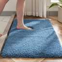 Blue Bathroom Rug 24x36 Non Slip Fluffy Bath Mat for Bathroom Floor Washable Plush Luxury Bath Rug for Tub Soft Shaggy Absorbent Shower Sink Mat