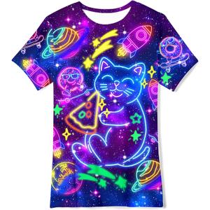 Kids Funny Graphic Polyester Colorful T Shirt for Boys Girls Size 4-14