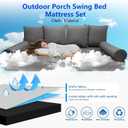 Twin Outdoor Mattress Package,Porch Swing Bed Cushion Set Include 1 Mattress Cover,4 Pillow & 2 Bolster(Filled),Patio Hanging Daybed Indoor Cushion Set (Dark Grey, 75 * 39 * 6inch)