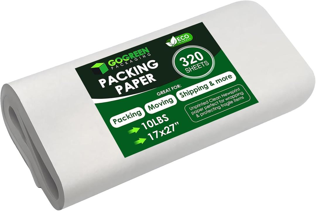 Newsprint Packing Paper  320 Sheets, Large 27" x 17" Unprinted Packing Paper Sheets for Moving, Shipping, Wrapping & Storage | Packaging Paper for Moving, Packing, Made in USA.