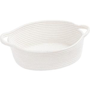Goodpick White Baby Laundry Basket with Handles, Cute Cotton Rope Baskets for Toys, Small Basket for Organizing Gifts,Snacks,Woven Storage Baskets for Bathroom, 12"x 8" x 5" Goodpick White Baby Laundry Basket with Handles, Cute Cotton Rope Baskets for Toys, Small Basket for Organizing Gifts,Snacks,Woven Storage Baskets for Bathroom, 12"x 8" x 5"