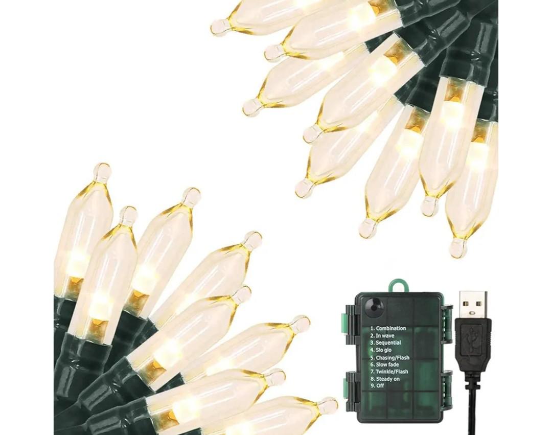 Christmas Lights 33ft 100 LED Battery String Lights with Timer Memory Function USB or Battery Powered Waterproof String Lights for Indoor Outdoor Decoration