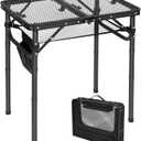 REDCAMP Small Folding Grill Table for Outside, 3 Heights Adjustable Lightweight Portable Metal Aluminum Outdoor Grill Table for Camping Picnic Cooking BBQ, Black 24x16 inches