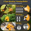 Electric Weed Wacker Cordless with Wheels,Electric Weed Eater Battery Powered 4000mAh,4 in 1 Grass Trimmer/Brush Cutter/Grass Edger/Tiller for Gardening & Lawn with Blade, 2 Battery (Yellow)