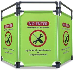 Do Not Enter-Signs Green Engineering Repairs Caution - Sign 3 Panels Safety Barriers 3.2 FT Foldable Safety Barricade Heavy Duty PVC Frame Security Sign