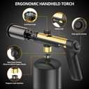 Powerful Propane Torch Gun, Cooking Torch with One-Touch Max Fire, Adjustable Culinary Torch for Searing Steak, Sous Vide, BBQ and Campfire Starter, Gold & Black(Tank Not Included)