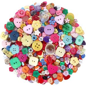 1000-1200 pcs Assorted Resin Buttons Random Mixcolor Buttons Bulk for Sewing Crafts Clothes DIY Manual Button Painting Handmade Ornament, 0.28 inch to 1.18 inch