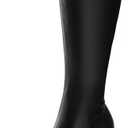 Ankis Knee High Boots Platform Boots for Women Chunky Heel Side Zipper Long GOGO Boots (9.5, Black Pu)