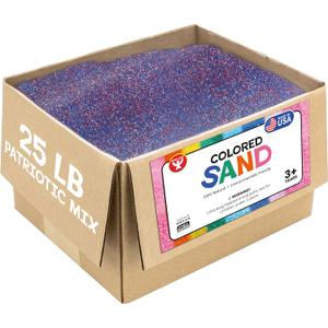 Hygloss 1 Box Colored Sand for Crafts, 25 lb, Patriotic Mix, 25-Pound