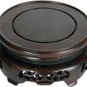 GOLDY&WENDY Circular Wooden Home Decoration Display Stand Black Sour Wood Vase Plant Buddha Statue Sculpture Fishbowl Pedestal Stand5.1''Inside Diameter (Non-rotatable)