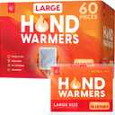 IRIS USA Hand Warmers, Large, 60 Individual Warmers, Regular/Adhesive Body Warmers Up to 18 Hours Disposable Handwarmer Bulk for Hot Hands Feet Chest Back, TSA-Approved, Camping, Large